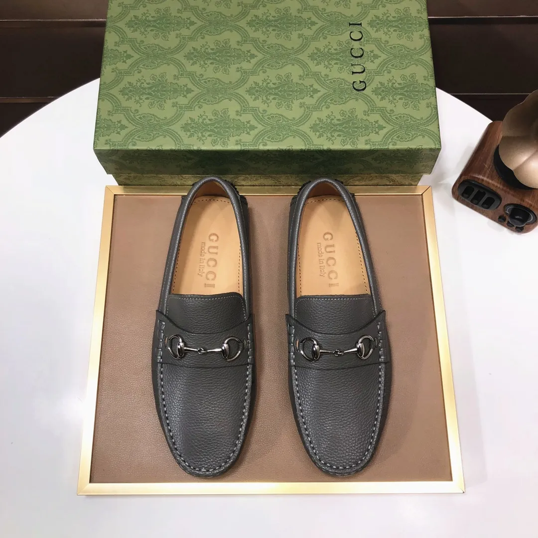 Men's Men's Shoes💰420💰[Gucci GUCCI] (High-end Niuli) New 🍀Gucci*-Gucci Peas Shoes! Made of imported original cowhide, the inner top layer is comfortable cowhide lining! Original wear-resistant rubber outsole! High quality products! Code number 38-44!